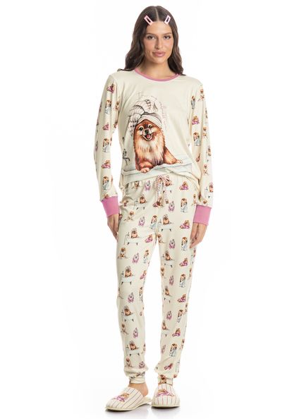 Pijama Feminino Longo Lyla Spa Branco - Imagem 1