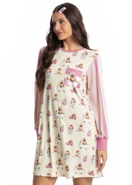 Camisão Curto Manga Longa Lyla Spa Branco - Imagem 1