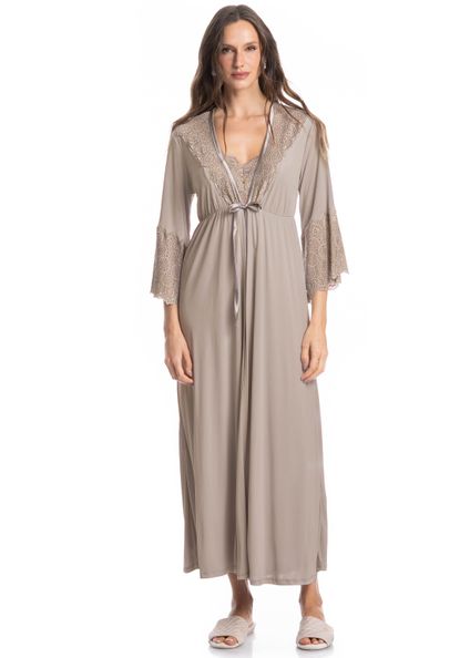 Robe Longo Nani Bege - Imagem 1