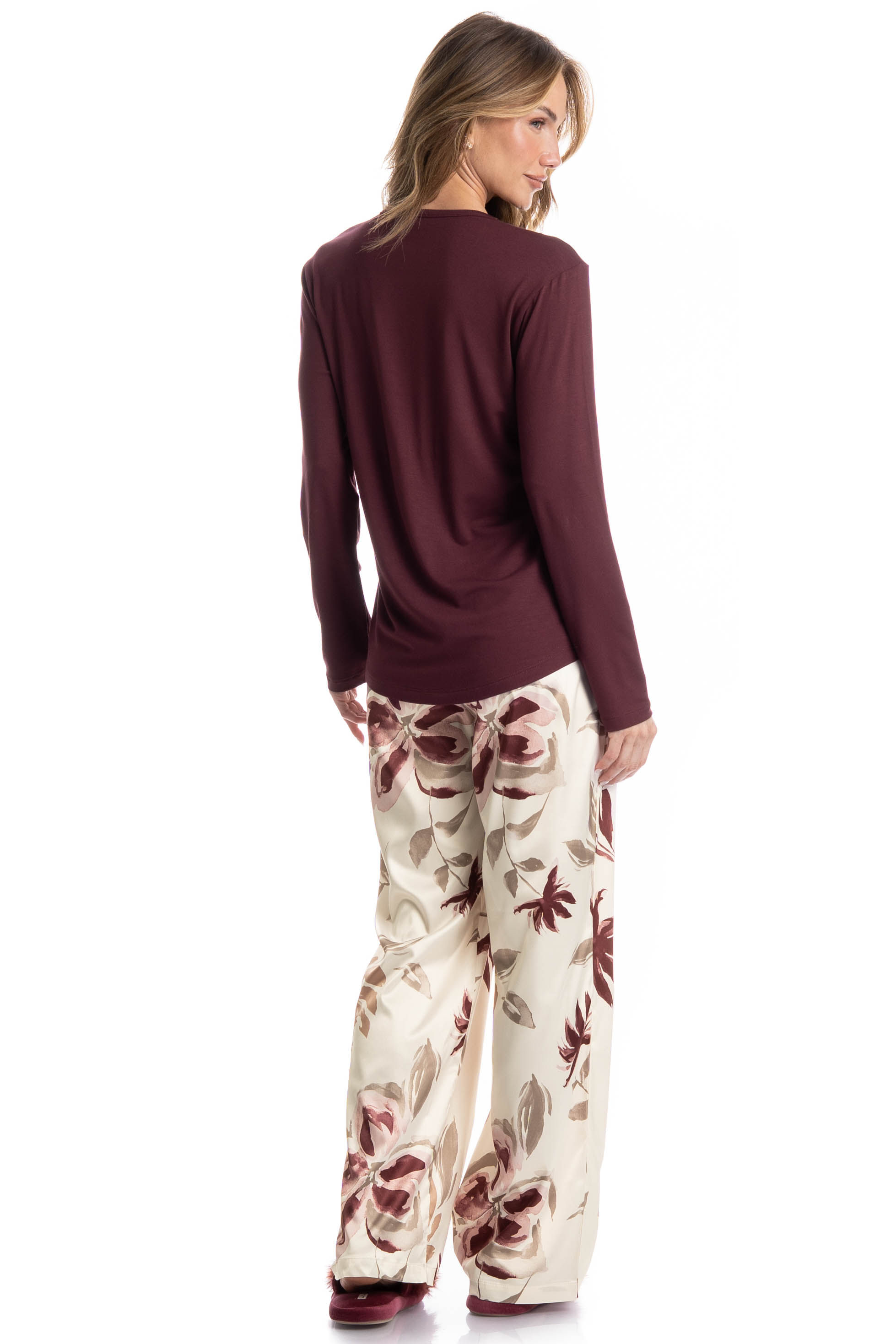 Pijama Longo Flora Vermelho - Imagem 2