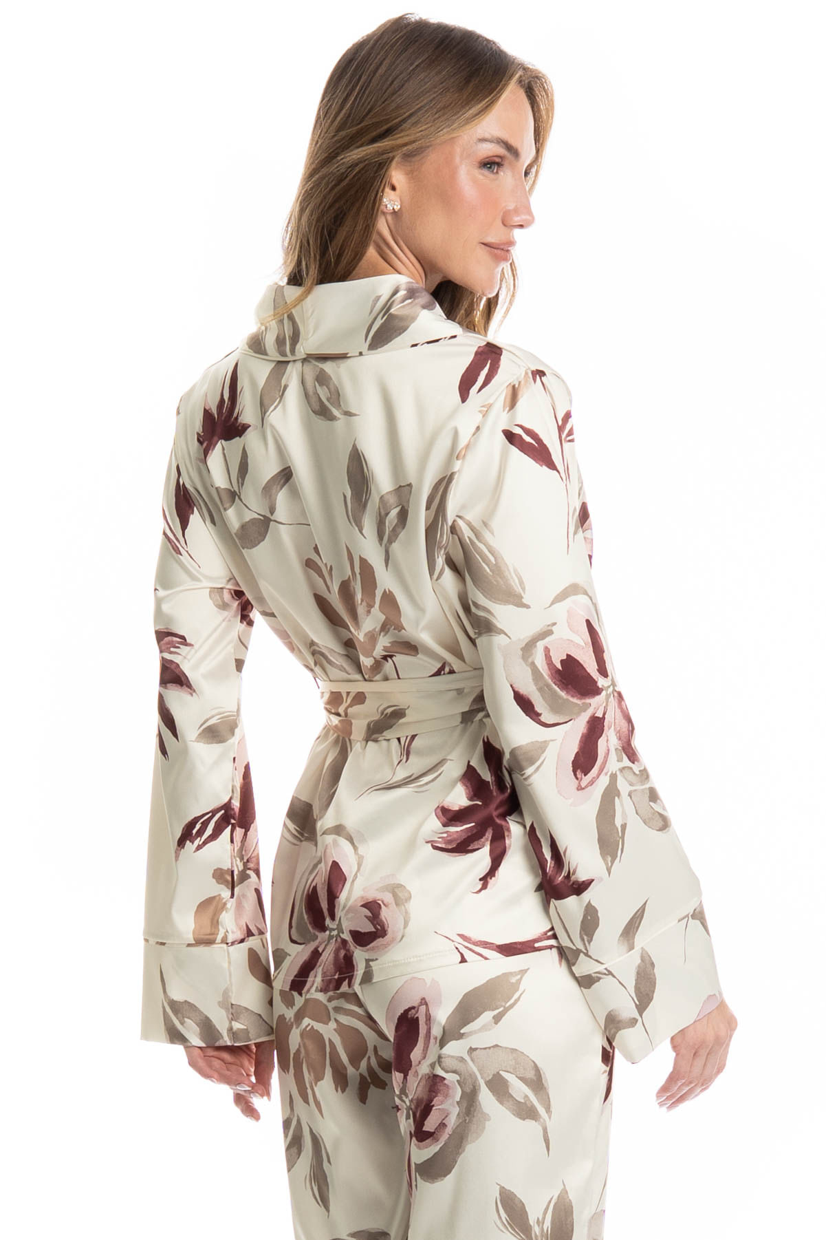 Pijama Feminino Longo Flora - Imagem 4 - Mobile