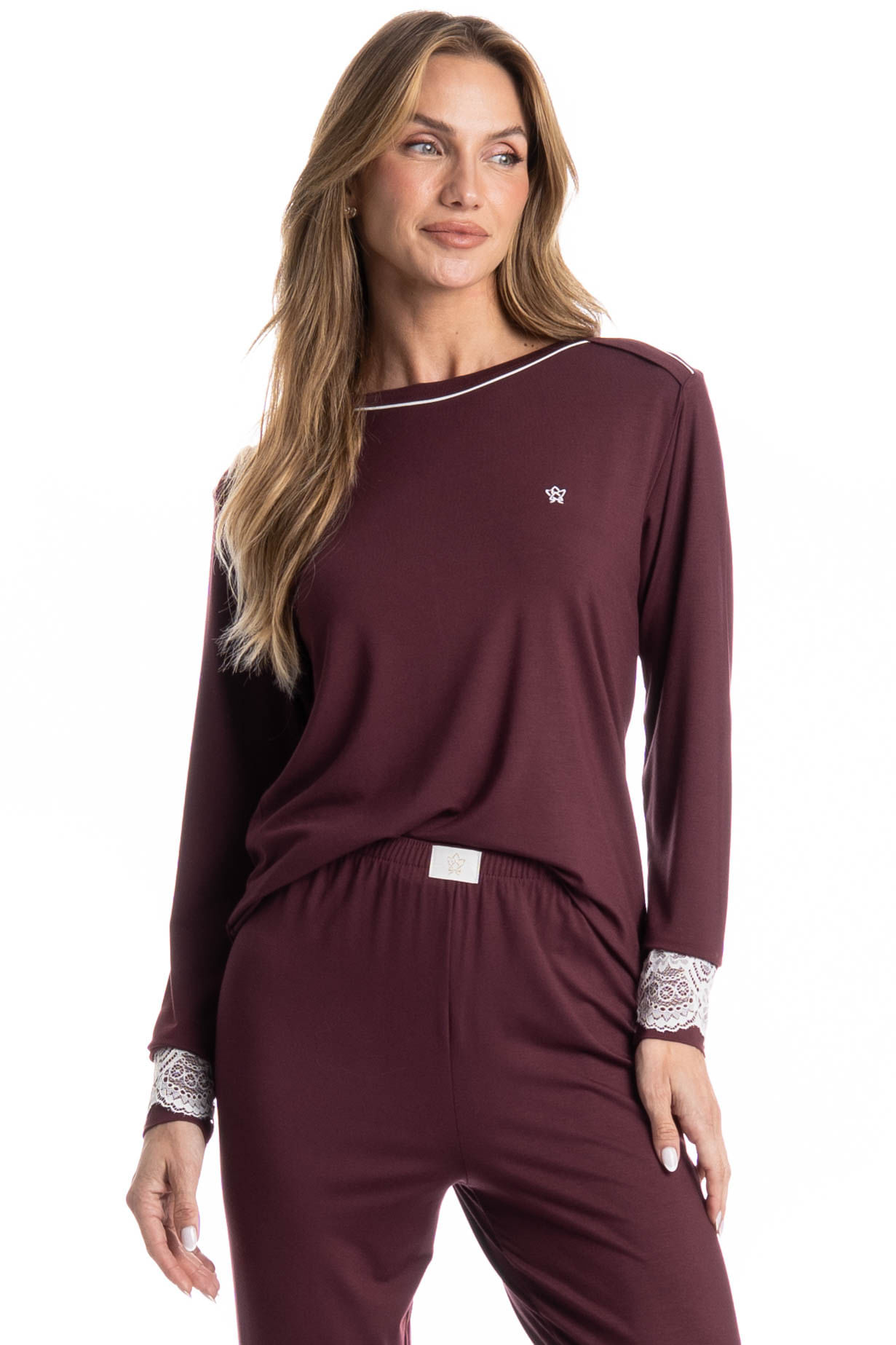 Pijama Feminino Longo Acácia - Imagem 3 - Mobile