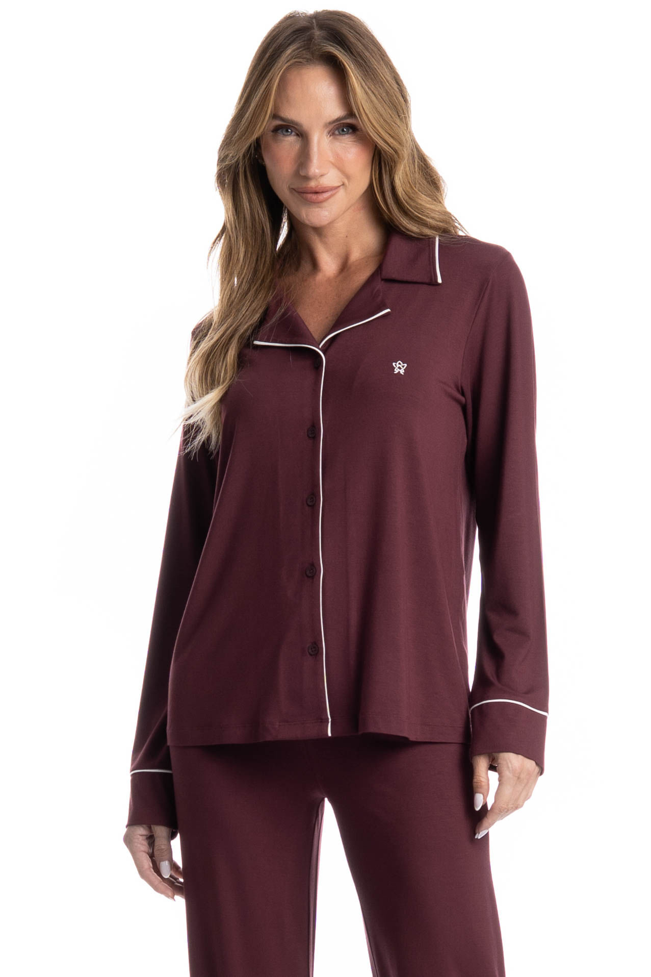 Pijama Feminino Longo Americano Acácia - Imagem 3 - Mobile
