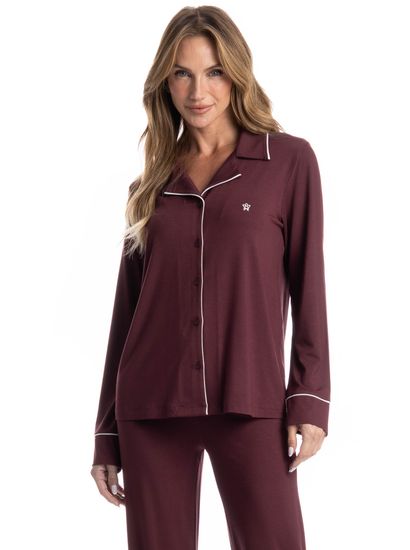 Pijama Feminino Longo Americano Acácia - Imagem 3 - Desktop