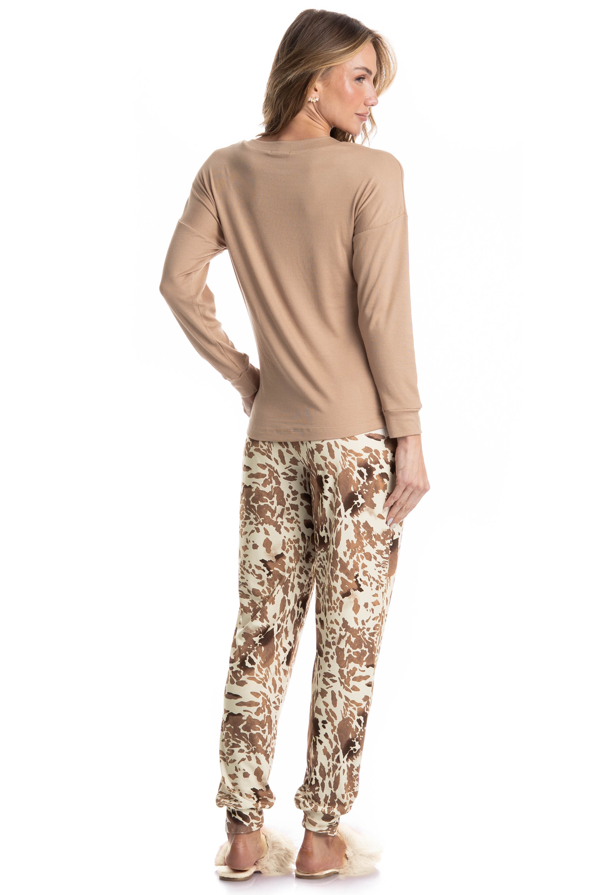 Pijama Feminino Longo Hera Bege - Imagem 2