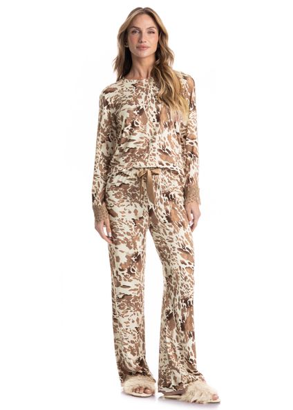 Pijama Wide Leg Hera Bege - Imagem 1