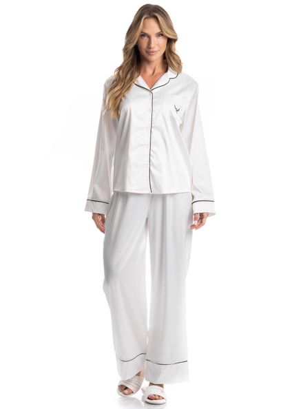 Pijama Longo Americano Chloe Branco - Imagem 1