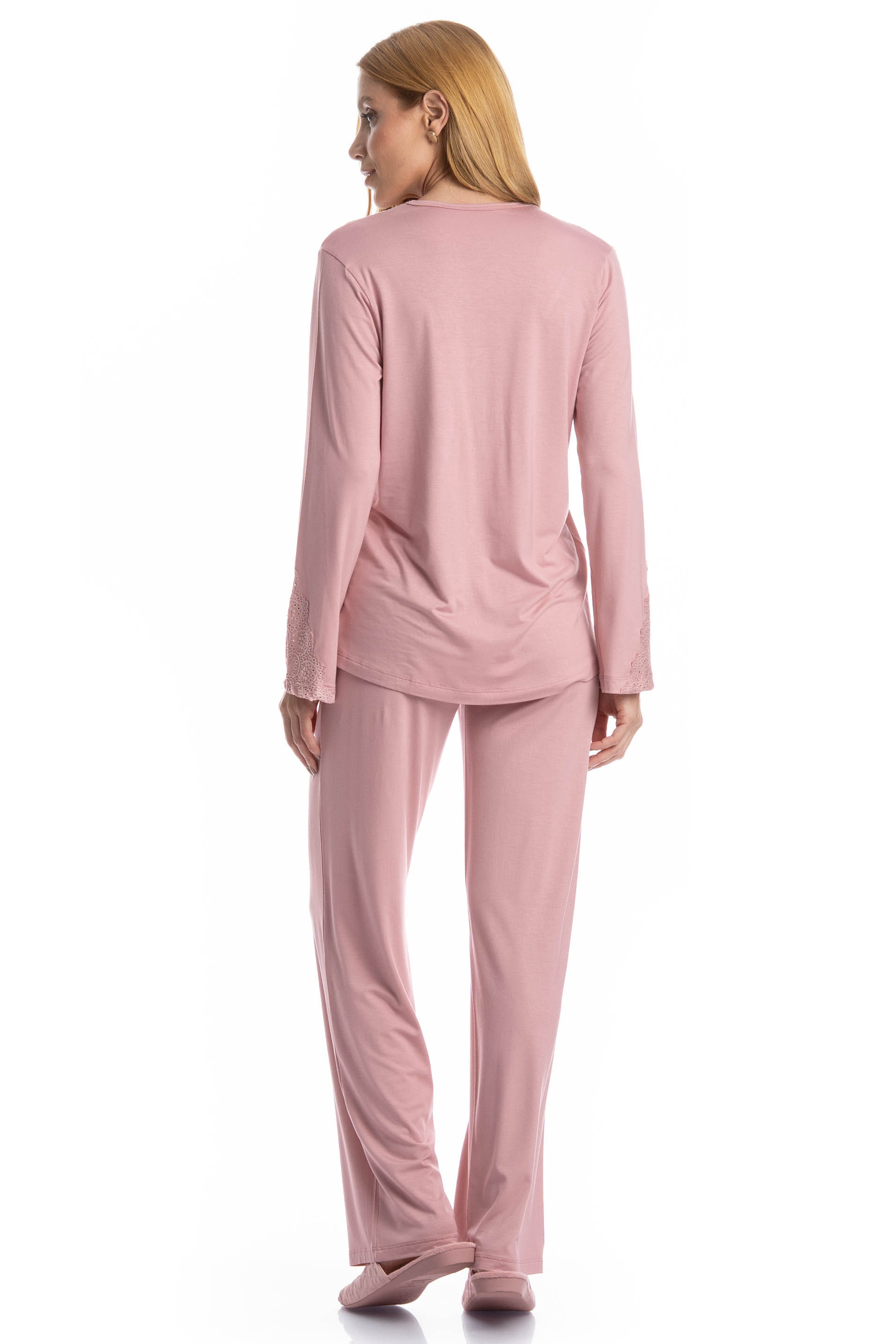 Pijama Longo Americano Laise Rosa-3 - Imagem 2