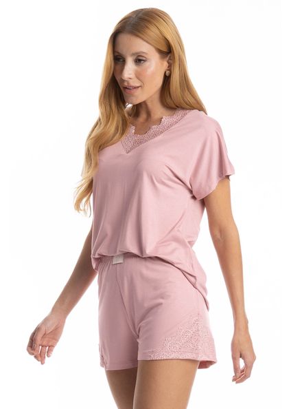 Pijama Curto Laise Rosa-3 - Imagem 1