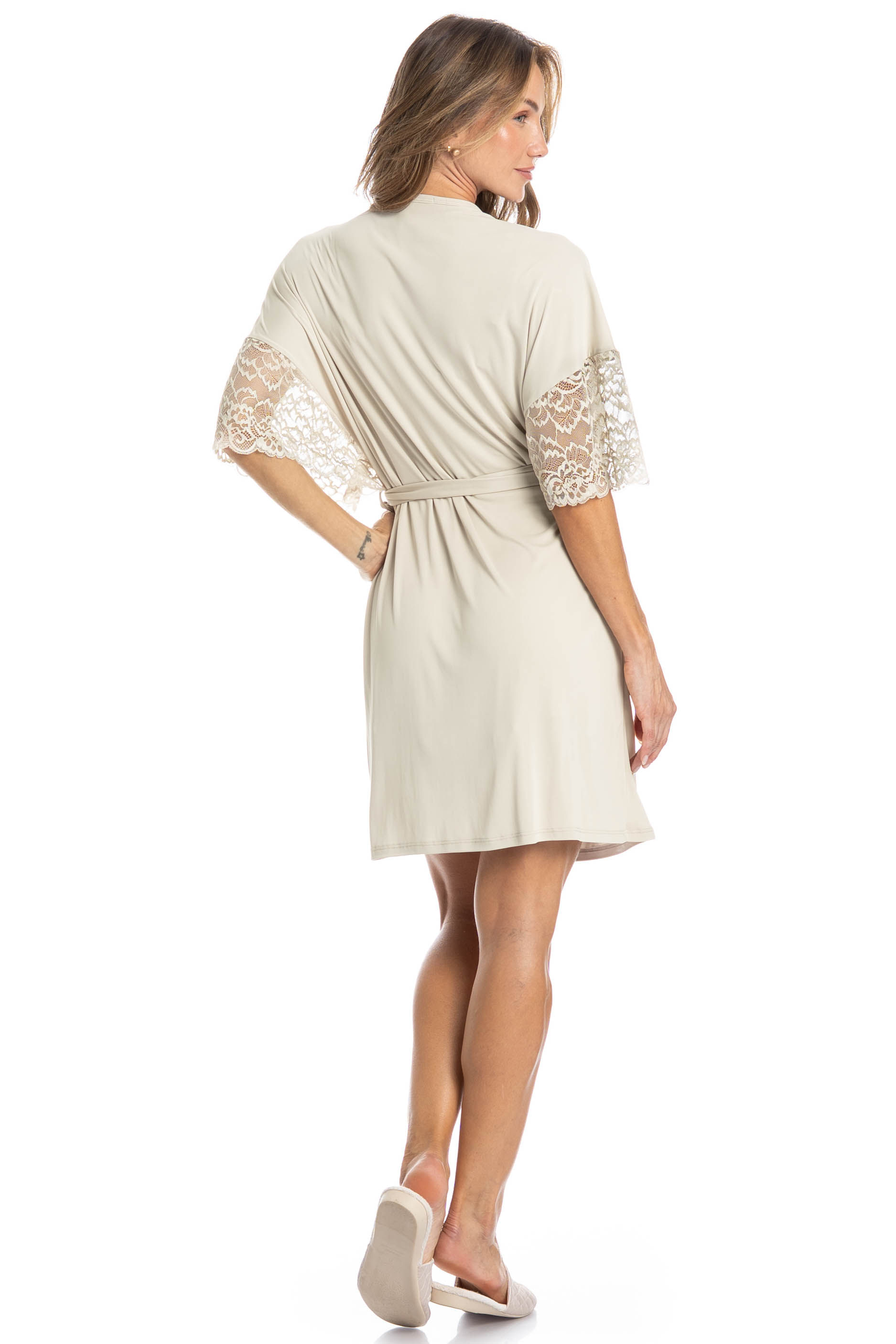 Robe Feminino Curto Com Renda Manu - Imagem 4 - Mobile