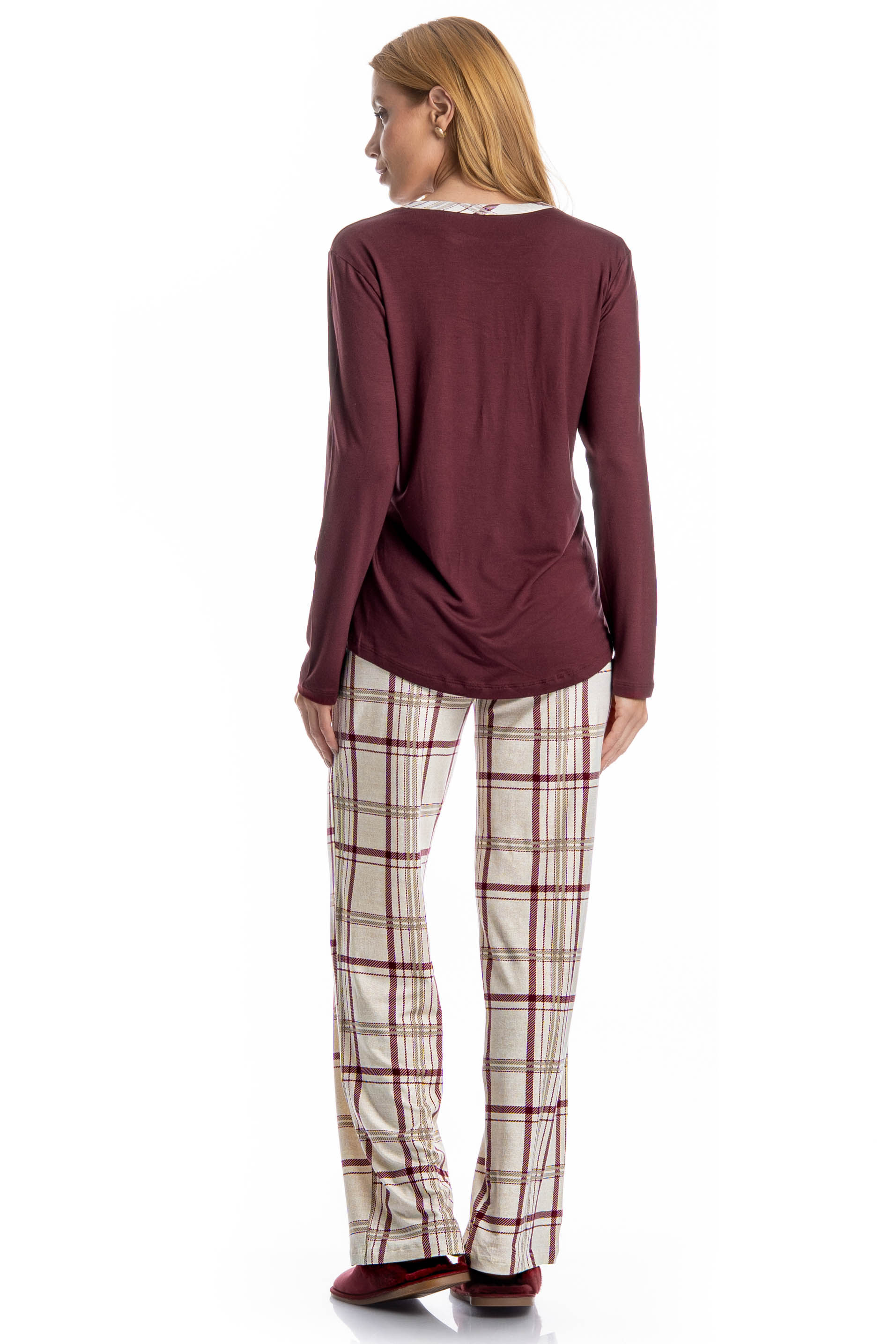 Pijama Feminino Longo Jaque - Imagem 2 - Mobile