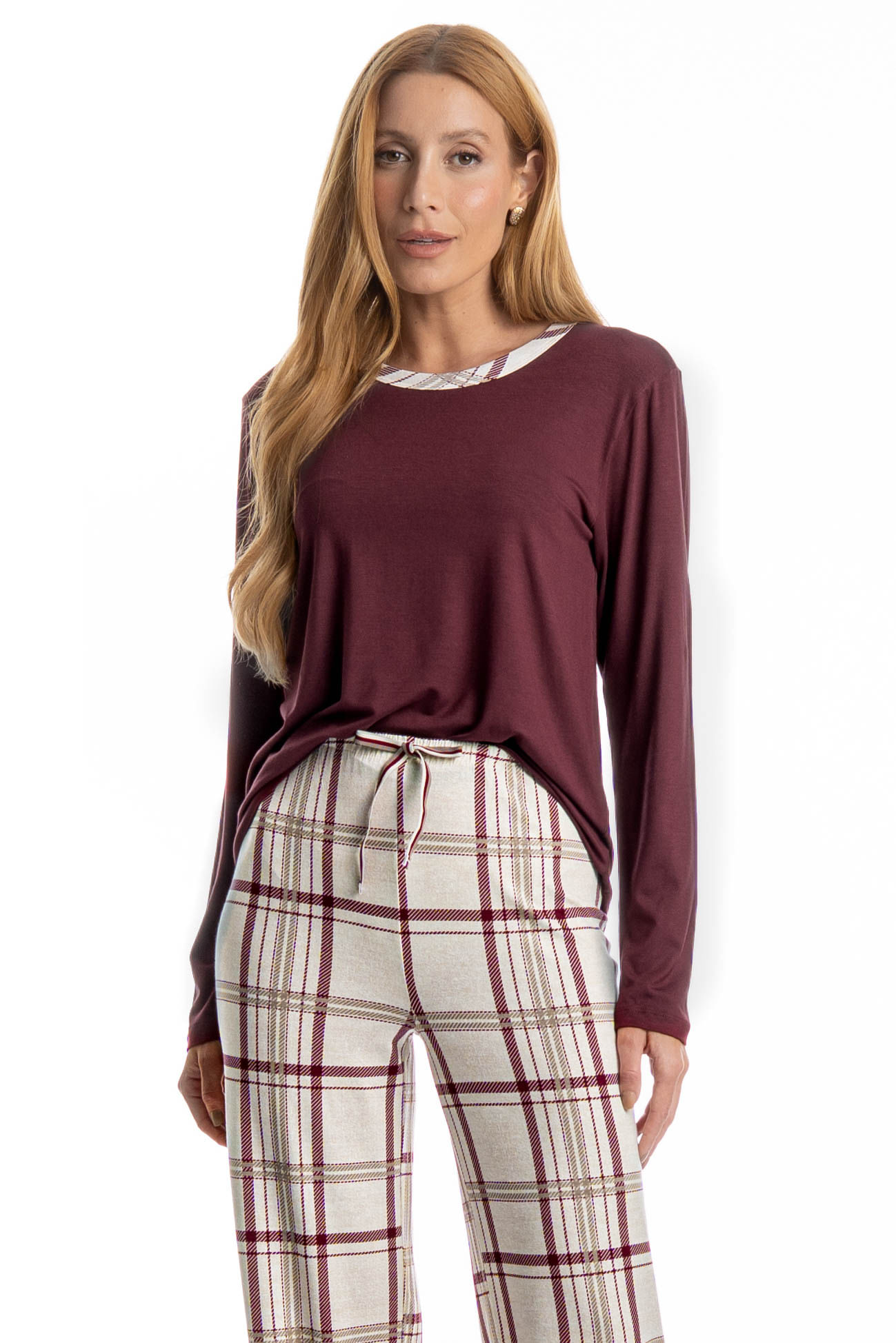 Pijama Feminino Longo Jaque - Imagem 3 - Mobile