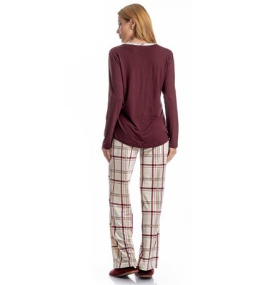 Pijama Feminino Longo Jaque - Imagem 2 - Mobile