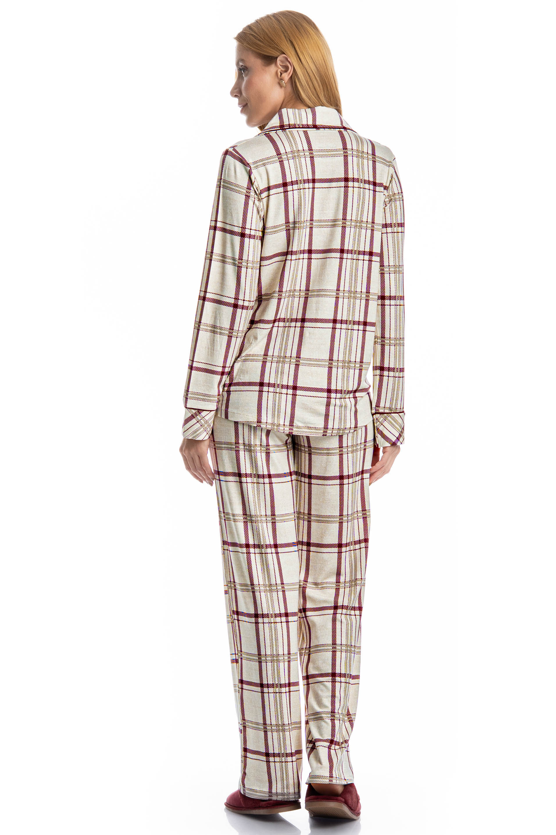 Pijama Feminino Longo Americano Jaque Branco - Imagem 2