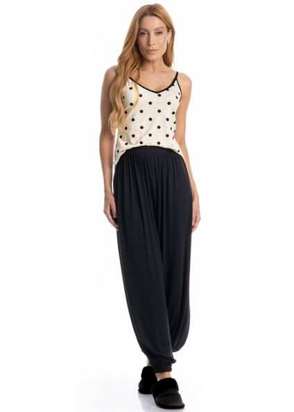 Pijama Longo Sabrina Blusa De Alcinha Branco - Imagem 1