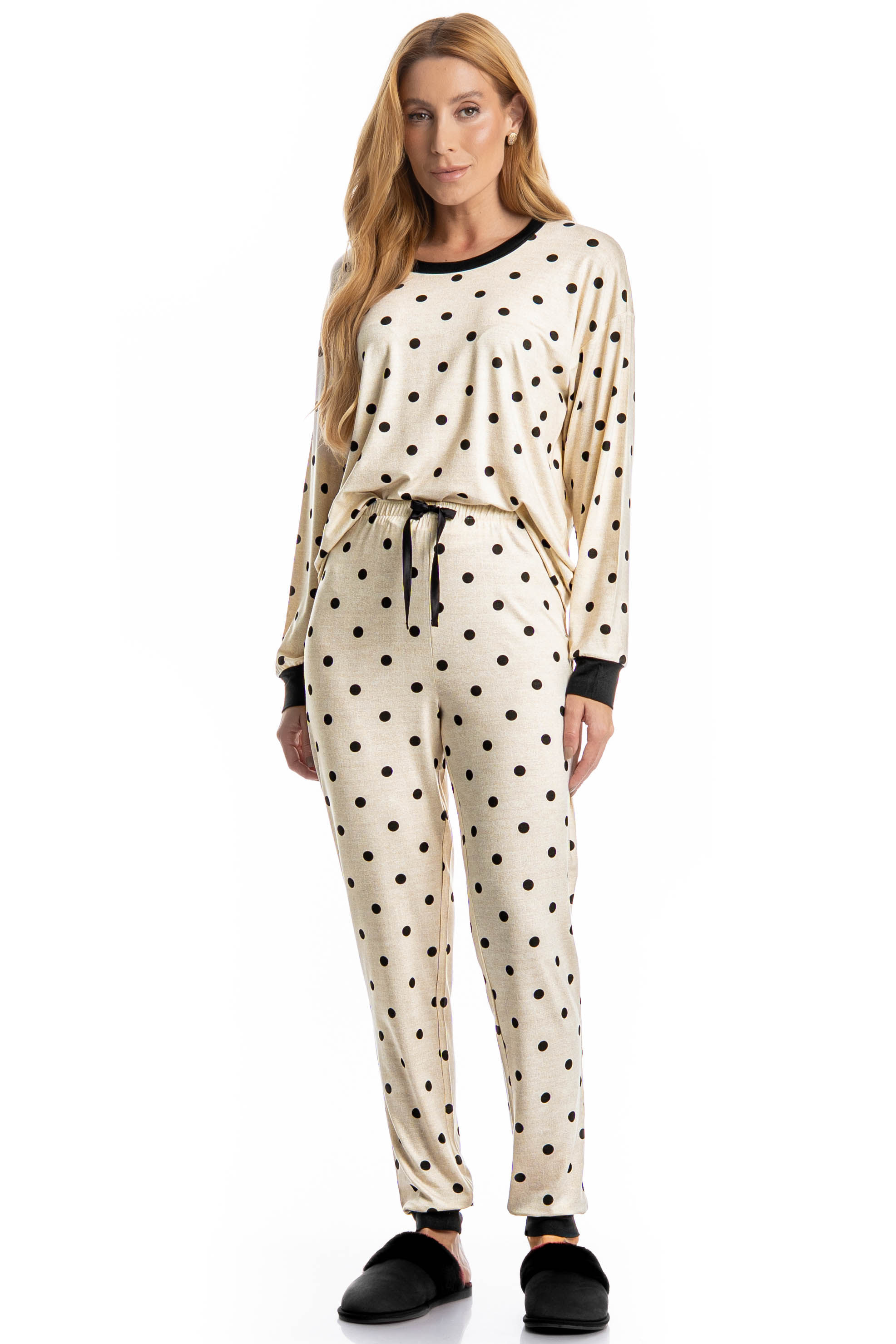 Pijama Feminino Longo Sabrina Branco - Imagem 1