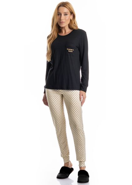 Pijama Feminino Legging Sabrina Branco - Imagem 1