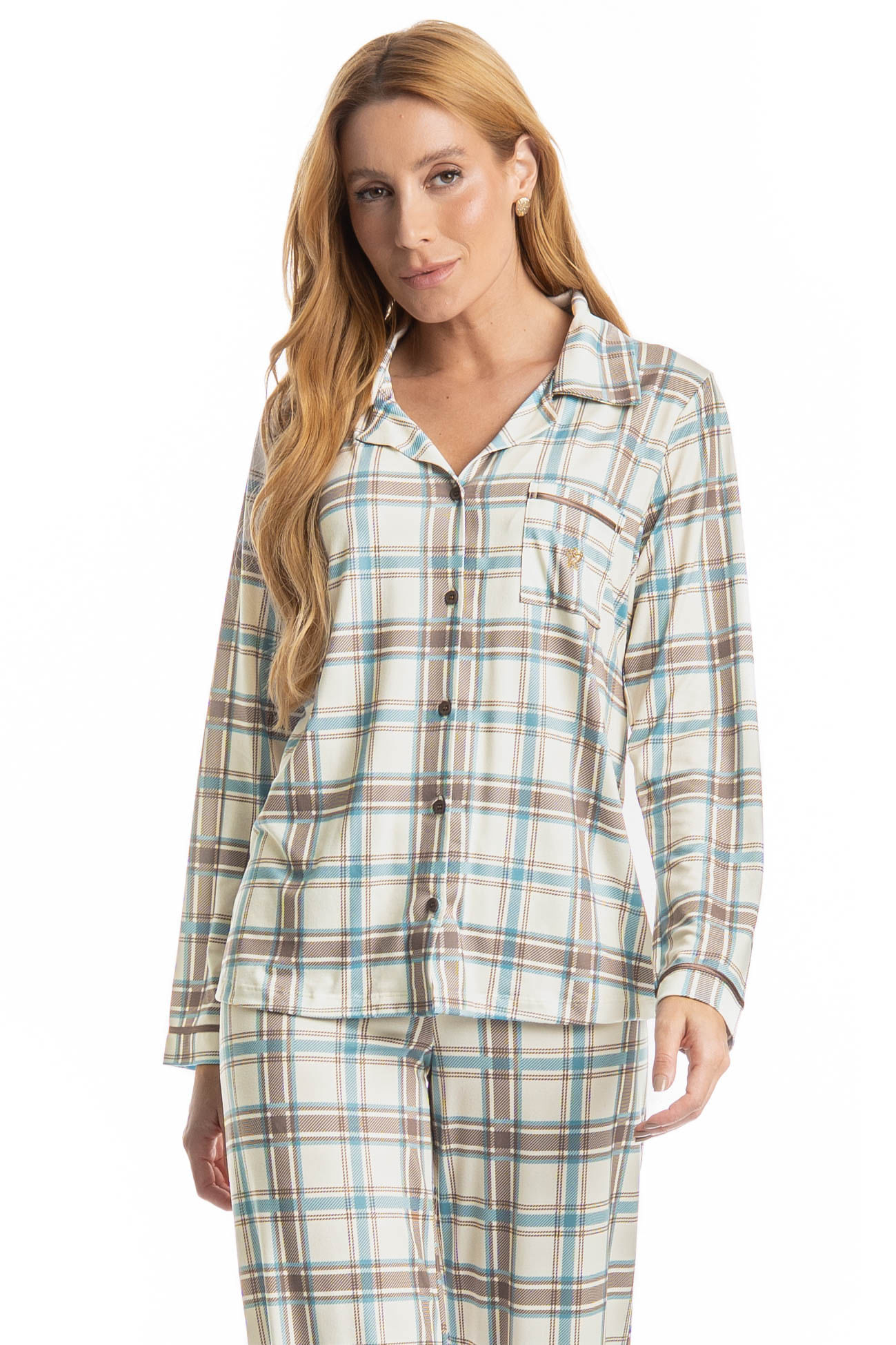 Pijama Feminino Longo Americano Analu - Imagem 3 - Mobile