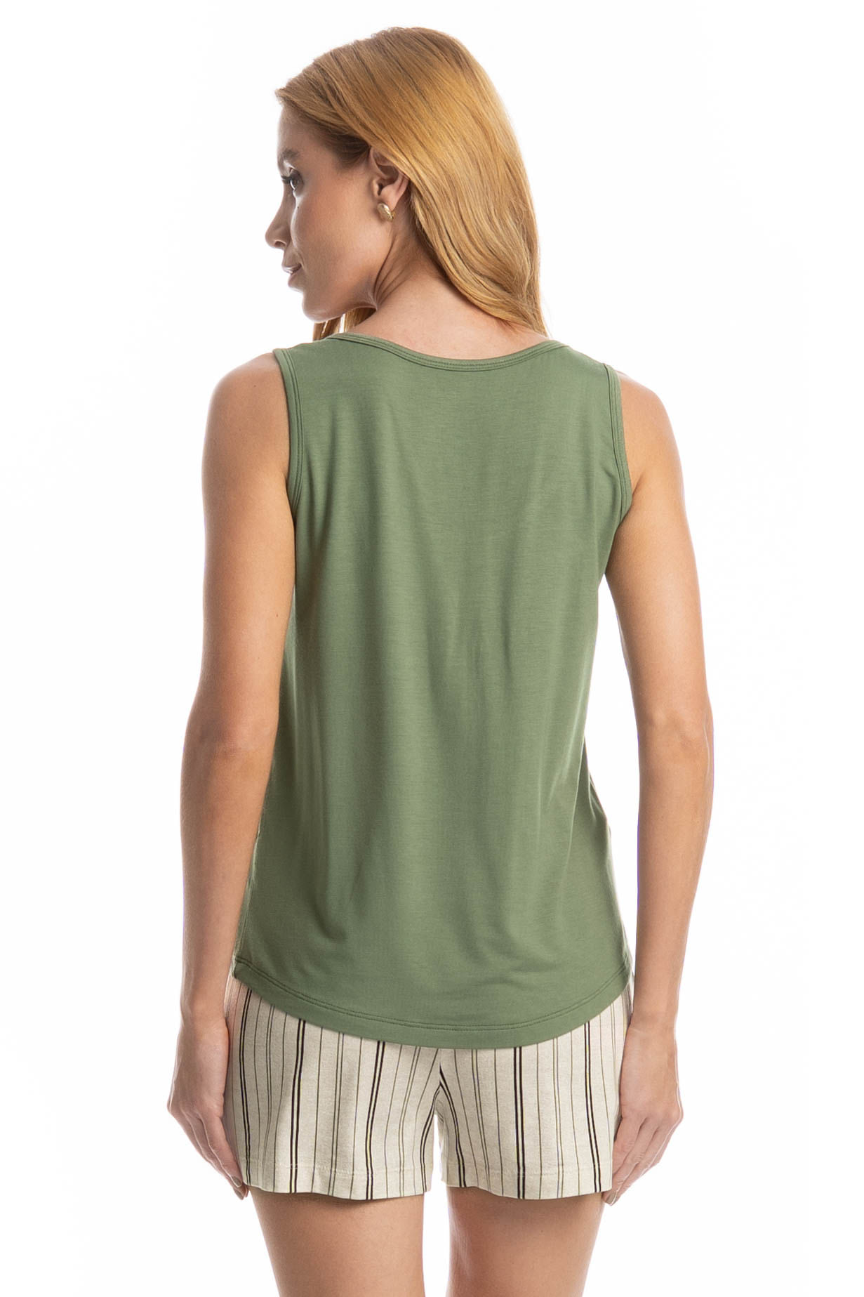 Pijama Feminino Curto Regata Leila Branco - Imagem 2