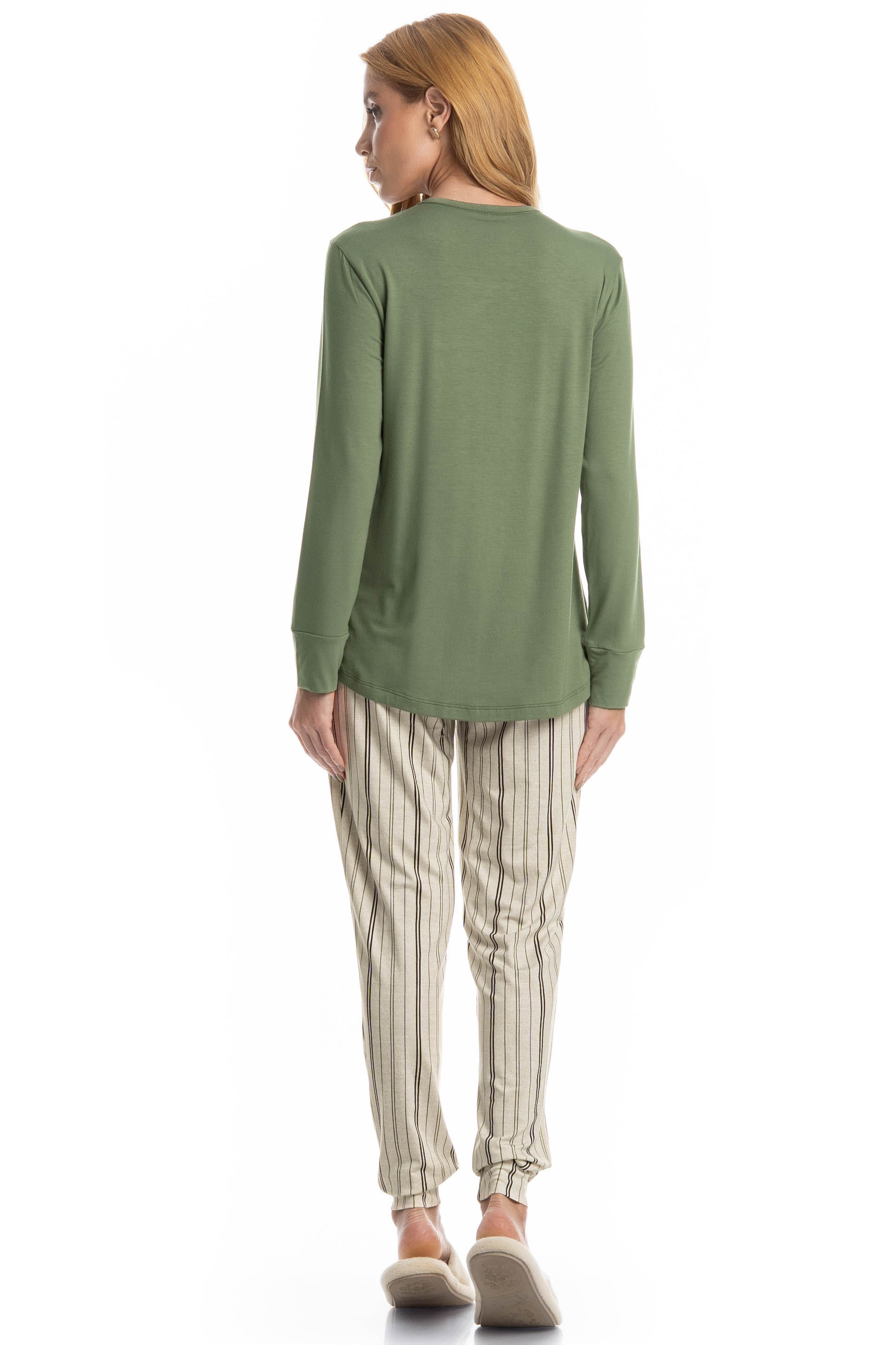 Pijama Feminino Longo Leila Branco - Imagem 2