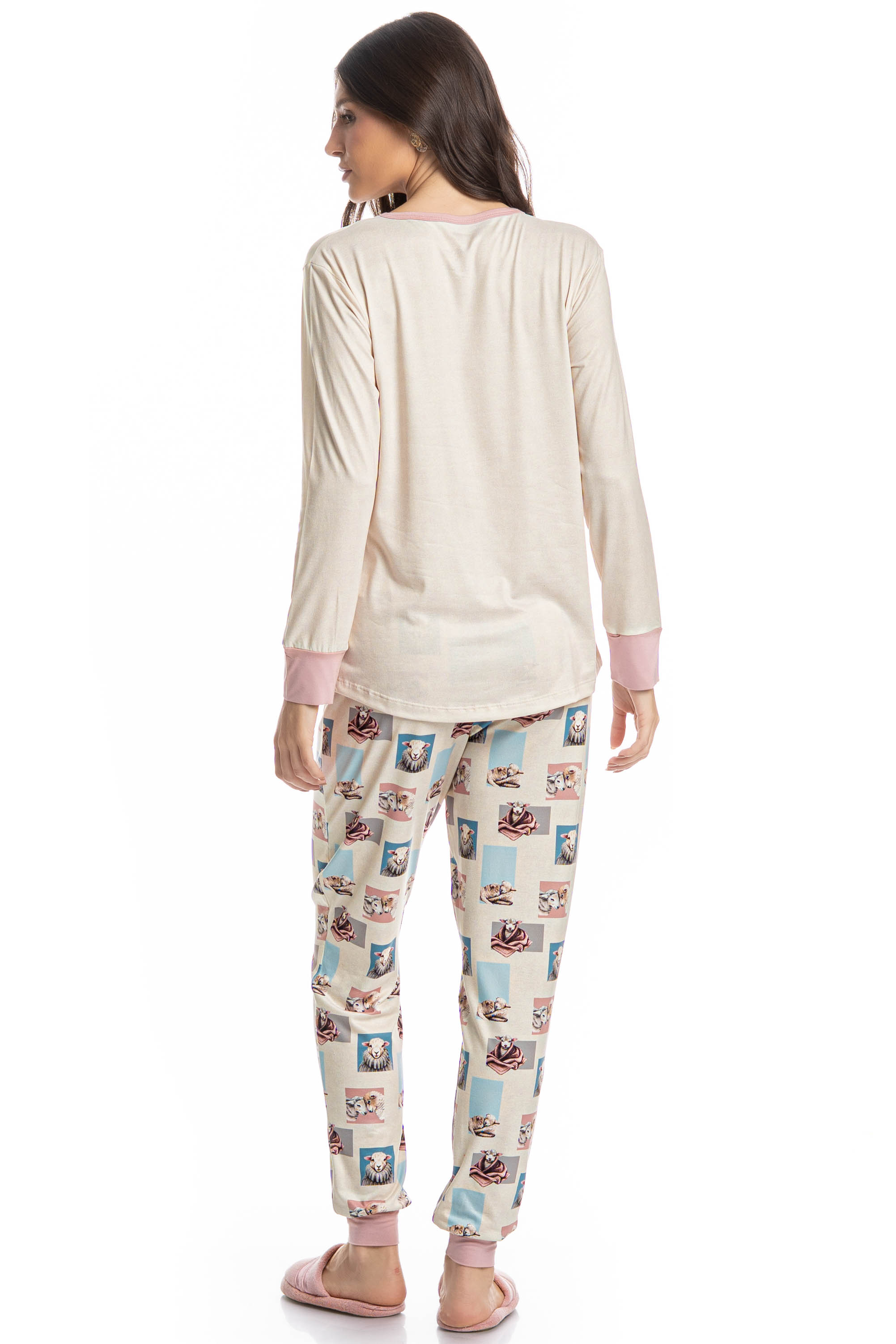 Pijama Feminino Longo Sheep Branco - Imagem 2