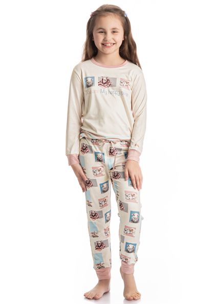 Pijama Longo Infantil Sheep Branco - Imagem 1