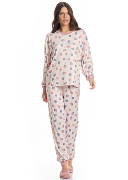 Pijama Longo Velvet Sheep Branco - Imagem 1