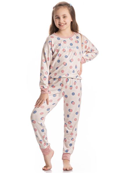 Pijama Longo Infantil Velvet Sheep Branco - Imagem 1