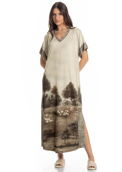 Kaftan Longo Campo Verde - Imagem 1