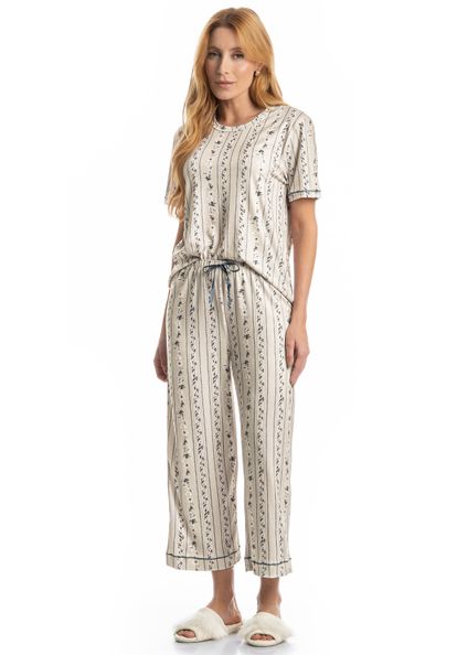 Pijama Feminino Capri Nina Branco - Imagem 1