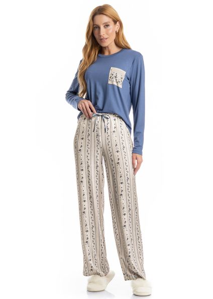 Pijama Feminino Longo Nina Branco - Imagem 1