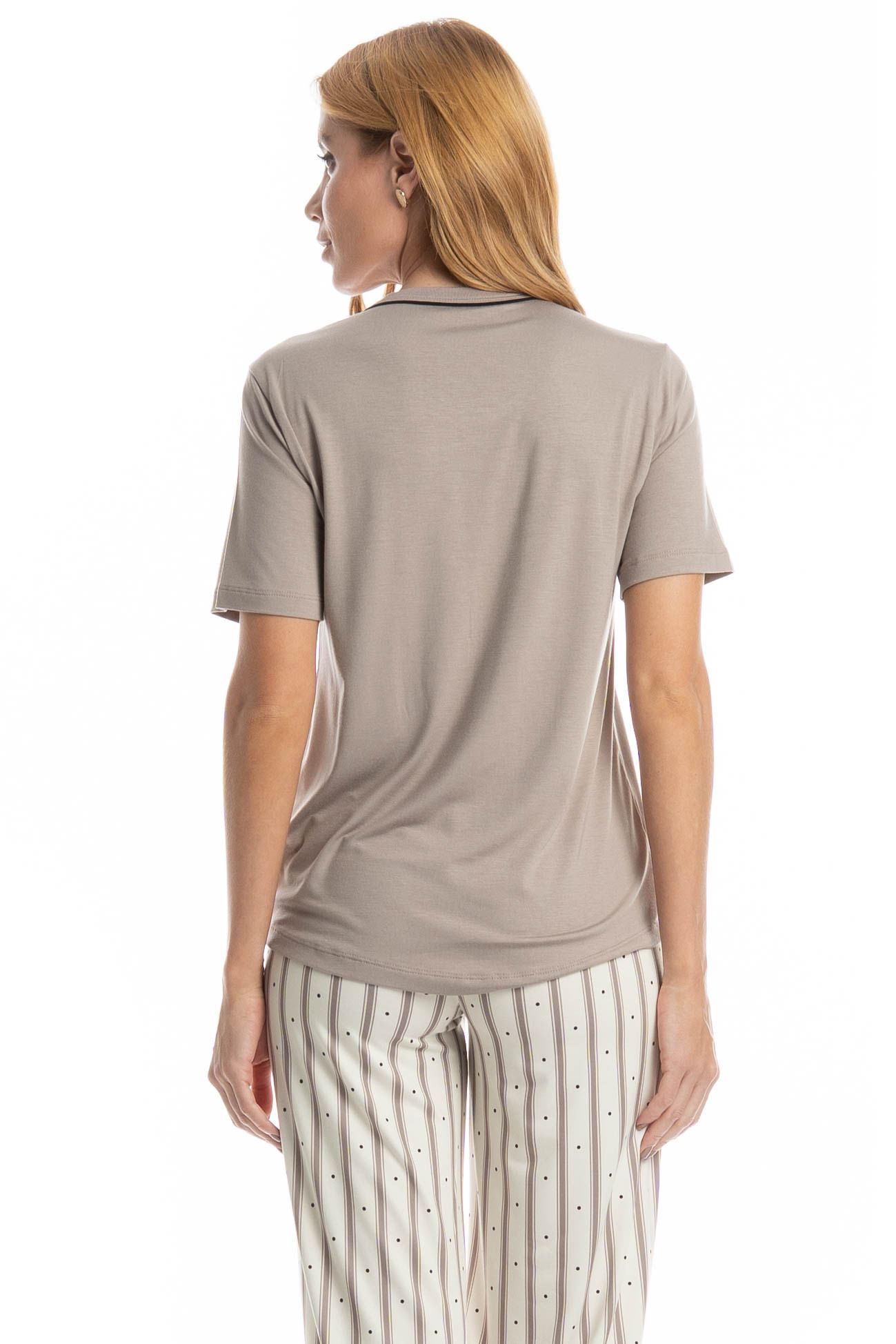 Pijama Feminino Longo Manga Curta Melissa - Imagem 4 - Mobile