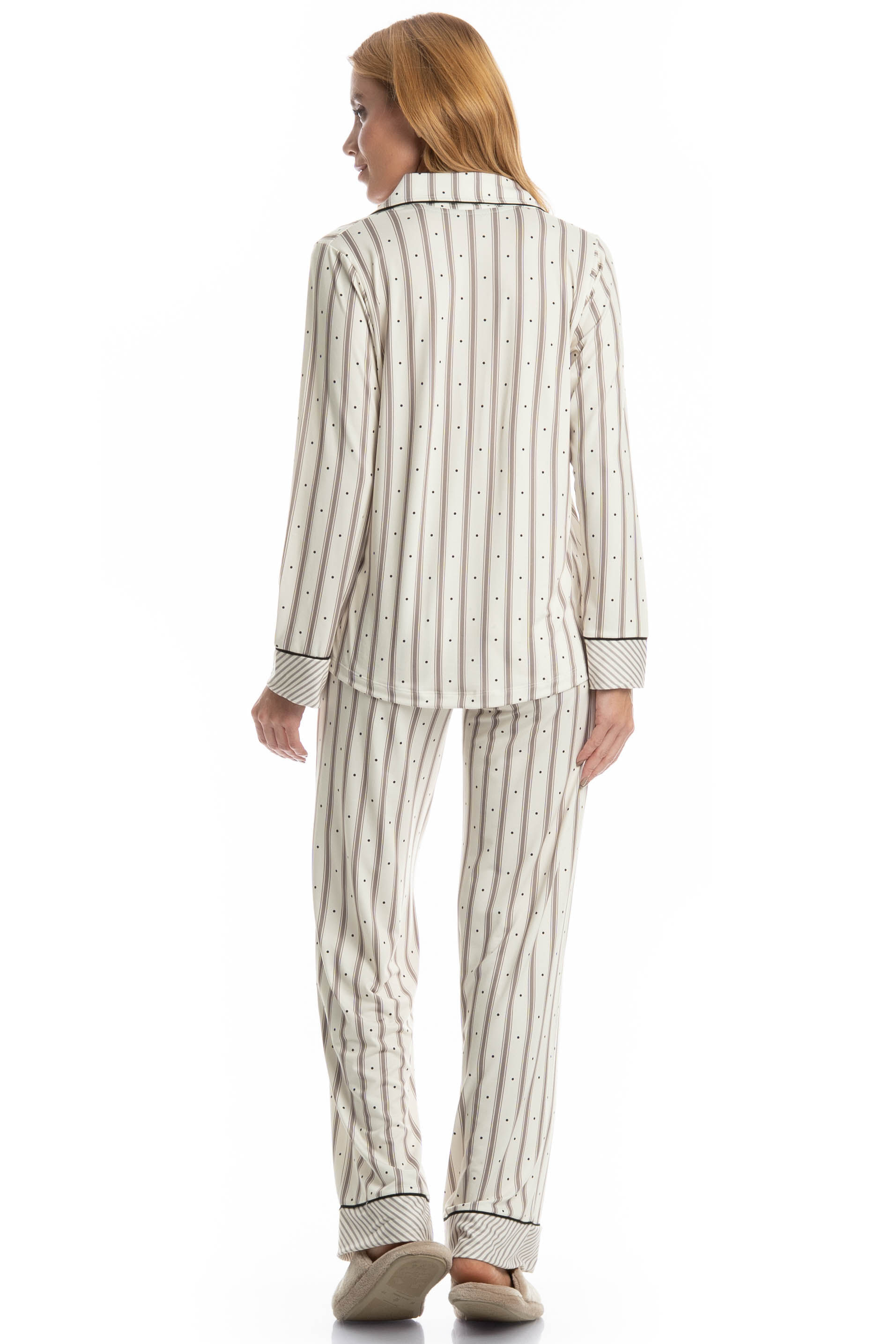 Pijama Feminino Longo Americano Melissa Branco - Imagem 2