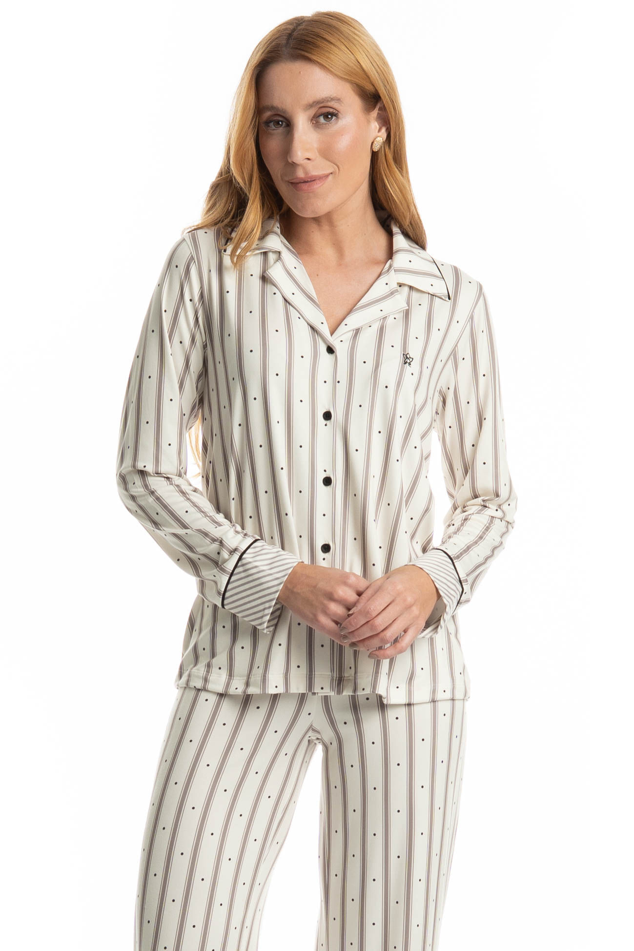 Pijama Feminino Longo Americano Melissa - Imagem 3 - Mobile