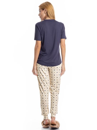 Pijama Feminino Longo Manga Curta Pati - Imagem 2 - Desktop