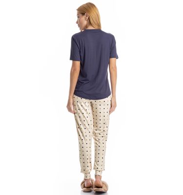 Pijama Feminino Longo Manga Curta Pati - Imagem 2 - Mobile