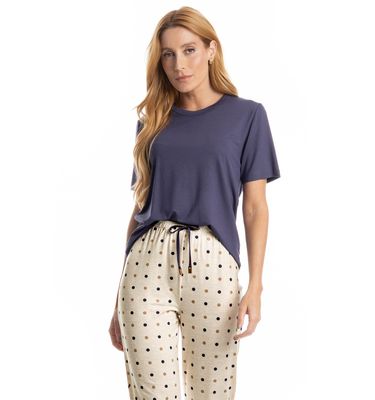Pijama Feminino Longo Manga Curta Pati - Imagem 3 - Mobile