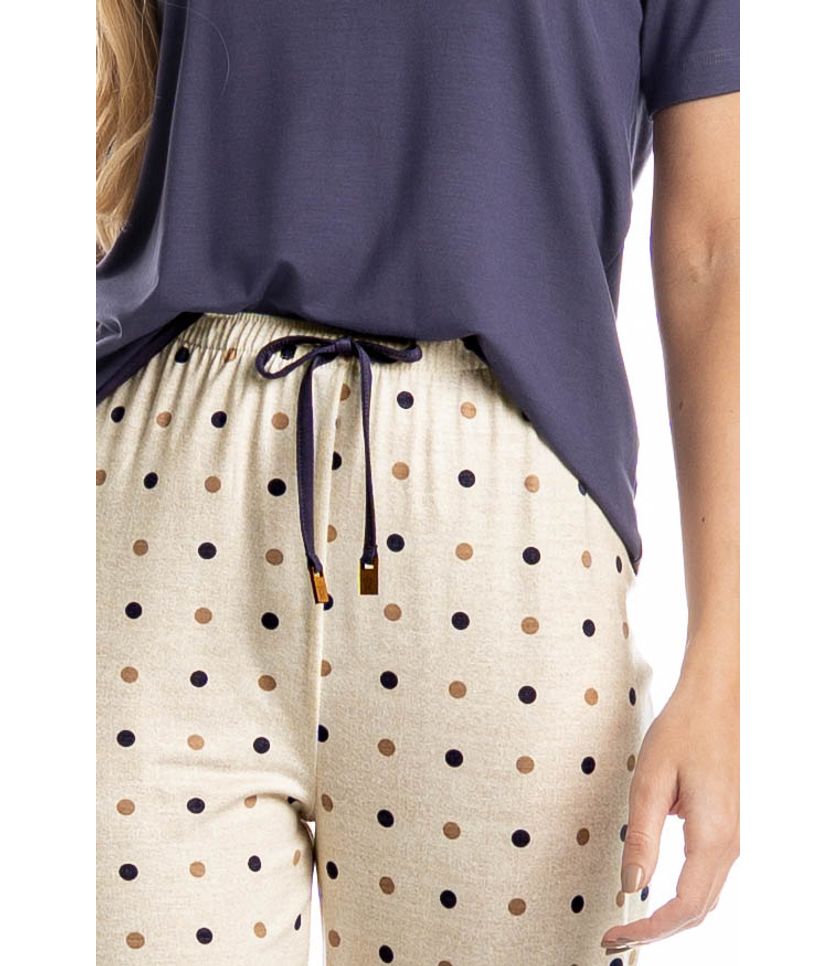 Pijama Feminino Longo Manga Curta Pati - Imagem 5 - Desktop