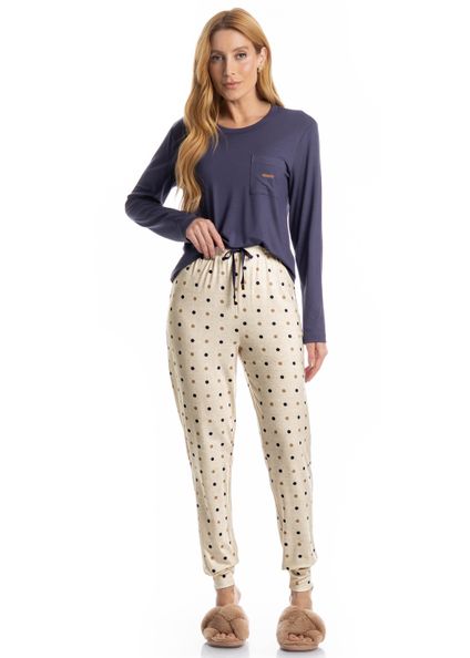 Pijama Feminino Longo Pati Branco - Imagem 1