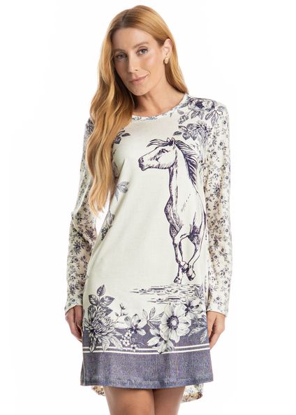 Camisão Feminino Manga Longa Amália Branco - Imagem 1
