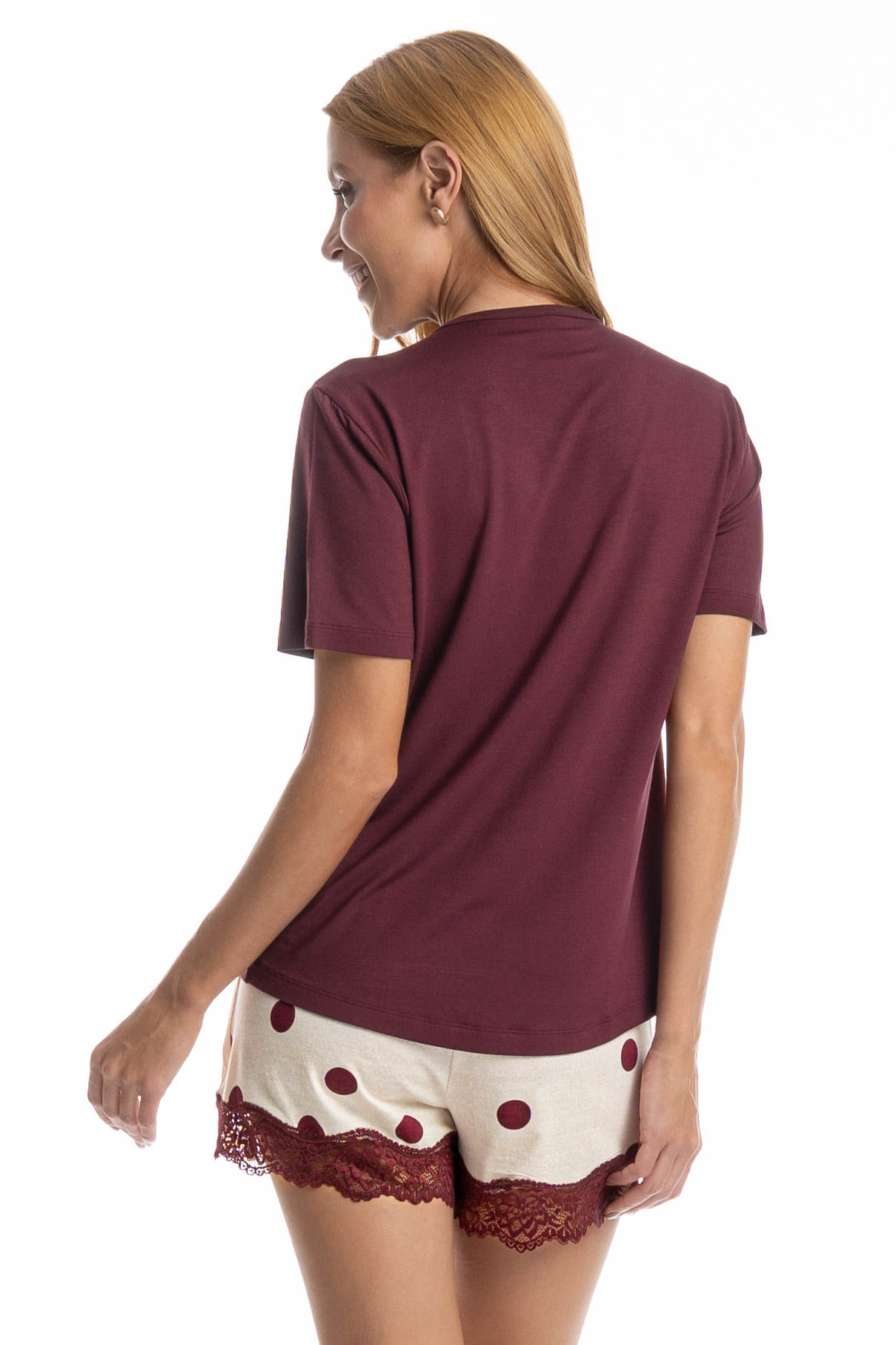 Pijama Feminino Curto Poá Branco - Imagem 2