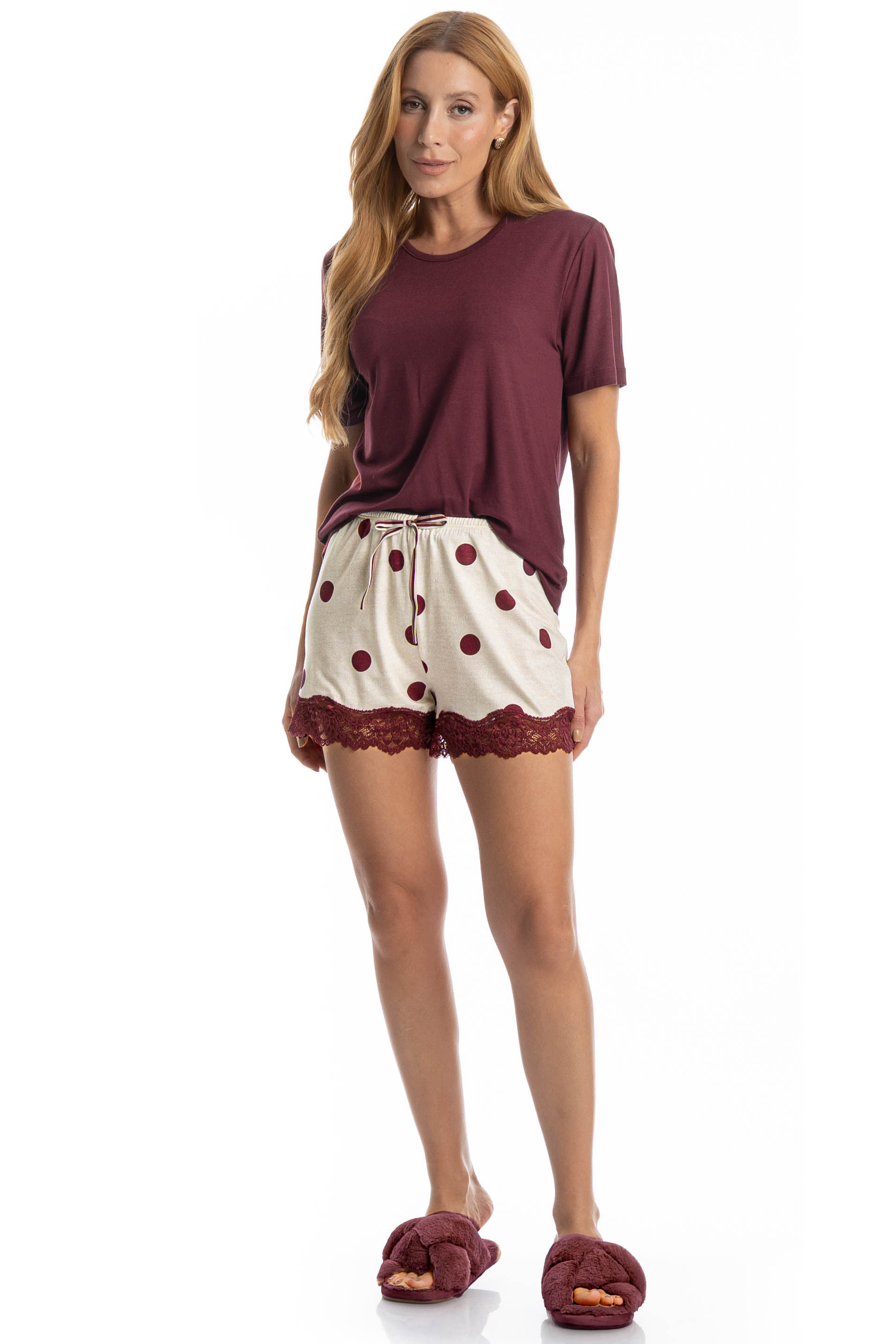 Pijama Feminino Curto Poá - Imagem 3 - Mobile