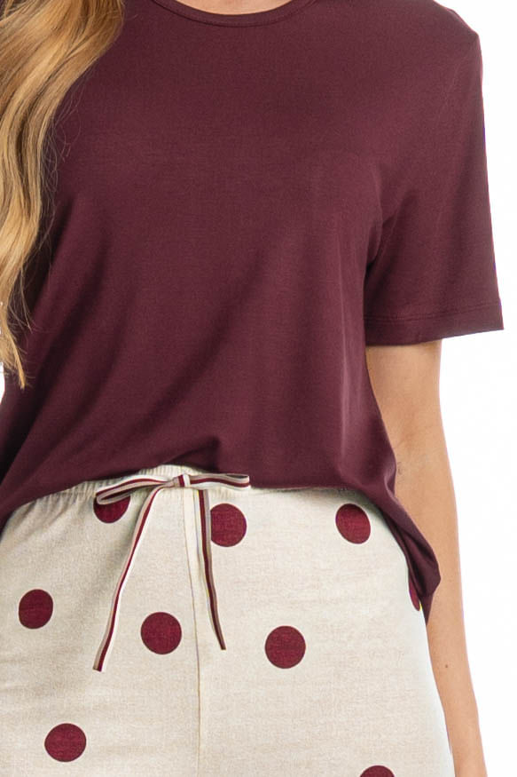 Pijama Feminino Longo Manga Curta Poá - Imagem 5 - Mobile