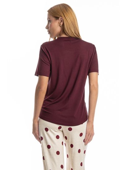 Pijama Feminino Longo Manga Curta Poá - Imagem 4 - Desktop