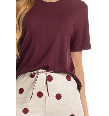 Pijama Feminino Longo Manga Curta Poá - Imagem 5 - Mobile