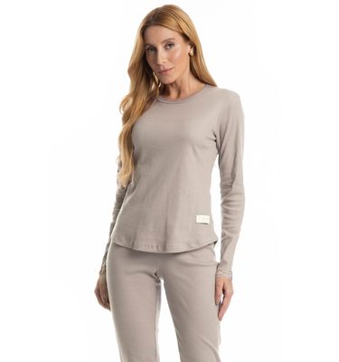 Pijama Feminino Longo Rib Charlote - Imagem 3 - Mobile