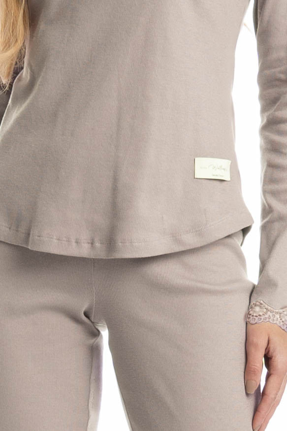 Pijama Feminino Longo Rib Charlote - Imagem 5 - Mobile