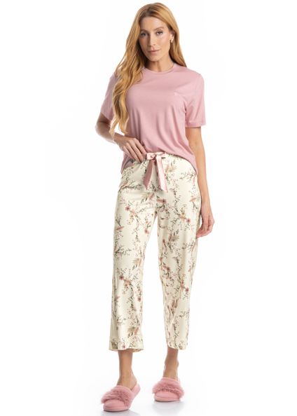 Pijama Feminino Capri Alice Branco - Imagem 1