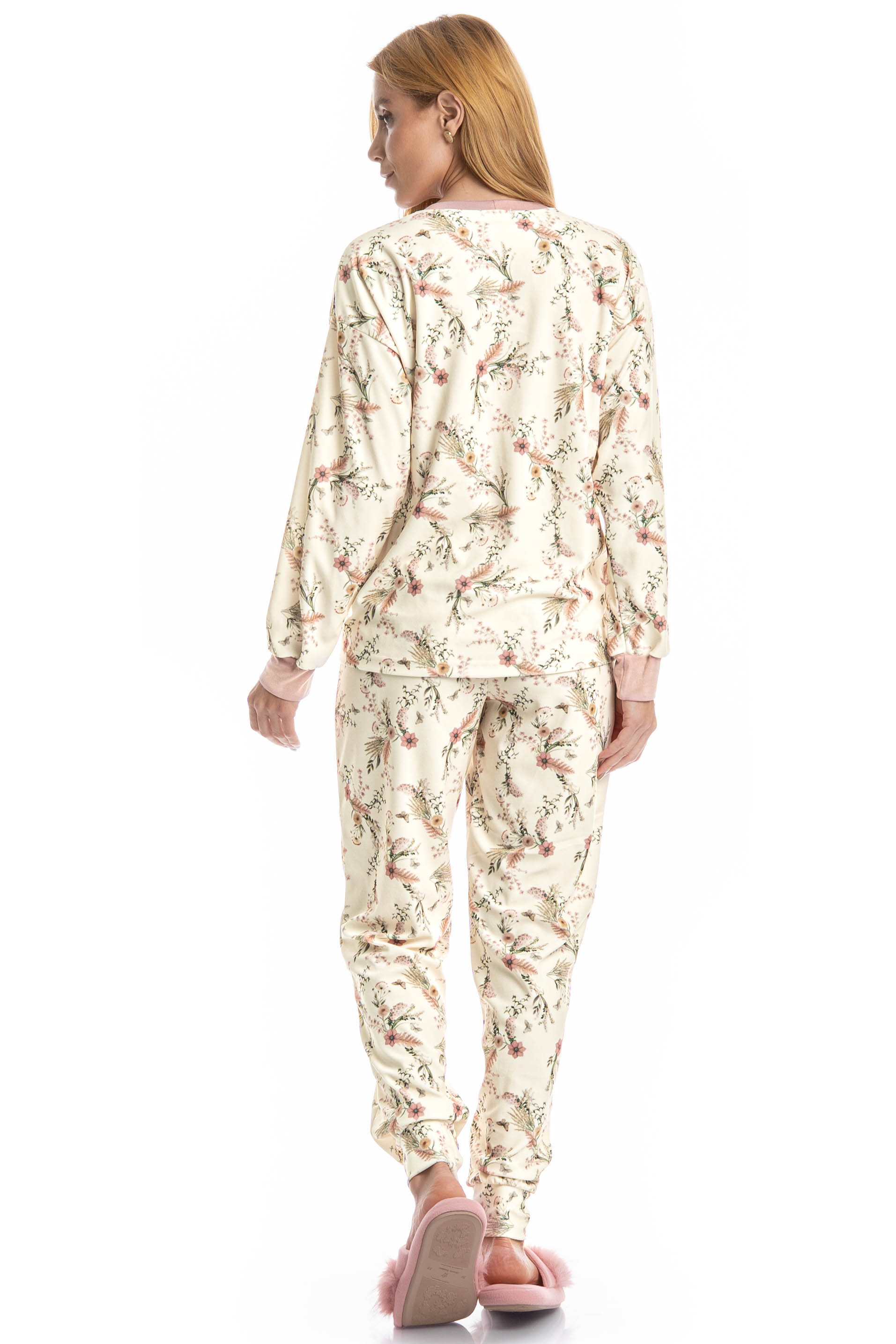 Pijama Longo Velvet Alice Branco - Imagem 2