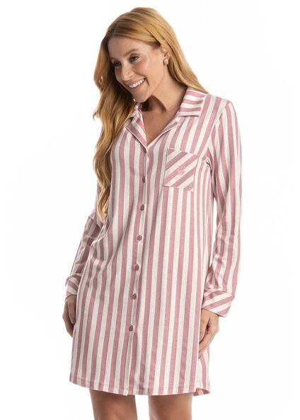 Camisão Manga Longa Abotoado Duda Rosa-3 - Imagem 1